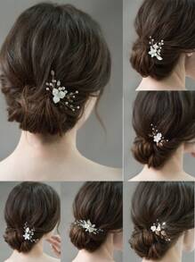 1pc Handmade Clay Flower Crystal Simple & Cute Hair Clip, Suitable For Spring, Wedding, Daily And Other Occasions