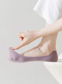 5 Pairs High Heel Cushioned Massage Breathable Non-Slip Solid Color Invisible Socks For Plus Size Women - Multicolor - View 8