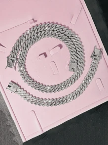 Hip Hop Punk Classic Minimalist Miami Cuban Chain,Matching Bracelets Y2K Goth Gold Jewelry, Necklace For Woman, Bracelet & Earring Sets, Women's Fashion Jewelry, Ladies Jewellery, Mom Gifts, Everyday Street Dance Rap Wear, Gifts For Christmas Gifts, Thanksgiving, Chain Necklaces, Jewelry Sets For Women, Chains, Accessories Women, Gold Set, Earring Christmas Decoration Christmas Jewelry For Women