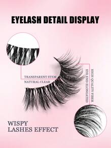 Asiteo 7对蓬松纤长假睫毛，透明带仿貂毛假睫毛，浓密柔软卷翘假睫毛，条状假睫毛