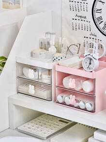 1 Stück Mini Schreibtischorganizer mit 2 Schubladen, Büroschreibtisch Aufbewahrungsbox, Schreibtischorganizer, Karten/Stift/Bleistift/Handy/Schreibwaren Halter, für Büro, Schule, Zuhause, Kosmetik