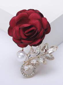 1 pieza Broche con flor de tela y metal, adecuado como accesorio para vestidos