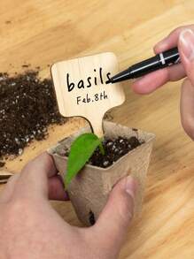 30pcs Wooden Plant Labels, Wooden Garden Plant Marker With Pen, Outdoor Plant Garden Labels, Flower Labels, Creative Gardening Marking Board,Gardening Tools, Gardening Decorations, Outdoor Garden Plants Garden Pot Plants Waterproof Garden Markers For Seedlings, Succulents, Indoor Greenhouse, Seeds, Potted Plants, Flowers, Vegetables, Plants - Khaki - View 7