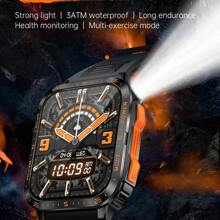 1pc Unisex 1.96 Inch Touch Screen Multi-Function 3ATM Waterproof Electronic Smart Watch With Silicone Strap, Equipped With Various Sports Modes, Flashlight, Social Apps, Information Reminder, Bluetooth, Compatible With Android And IOS For School, Workout, Etc. - Multicolor - View 7