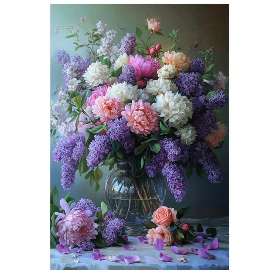 Accessible Luxury Floral Bouquet Painting, Suitable For Living Room And Bedroom - Azalea And Peony Decoration Valentine's Day Gifts For Her Or Him, 1 PC Keyword Wooden Framed Canvas Painting - Thickness 2. 25cm/0. 9inch, Home Gift Decoration Room Decoration Aesthetic Wall Decoration Art Perfect Gift Autumn And Winter Wall Decoration Living Room Decoration Bedroom Decoration Kitchen Decoration Entry Decoration Bathroom Decoration Direct Wall Painting High Quality Wall Painting Poster