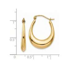 The Black Bow Tapered Puffed Oval Hoop Earrings In 14k Yellow Gold