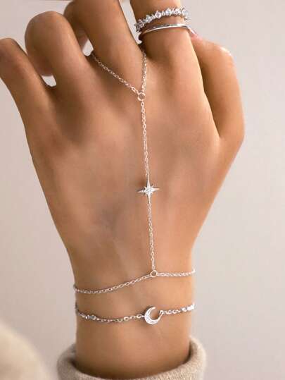 1pc 925 Sterling Silver Octagonal Star Diamond Ring Bracelet, Sterling Silver Bracelet Hypoallergenic, Suitable For Women Daily/Party/Dating Wear