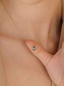 1 Piece S925 Sterling Silver Minimalist Emerald Gemstone Necklace • Green Pendant Necklace • Exquisite Emerald Birthstone Jewelry • Girlfriend Gift • Suitable For Daily Wear