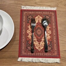 1 件餐垫、杯垫或咖啡垫，带法式流苏复古艺术装饰、圣诞节和万圣节礼物、派对餐具、桌面装饰