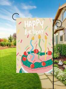 1pc Happy Birthday Garden Flag, Colorful Candles Heart Birthday Cake Pattern, Party Decor Suitable For Outdoor Garden, 18x12 Inch Double Sided Printed House Flag (Flag Only, Flagpole Not Included)