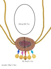 Cinto ajustável com corrente de corda estilo marroquino, borlas e strass, decoração de pérolas, adequado para várias ocasiões