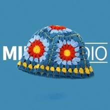 1pc Women's Handmade Crochet Bucket Hat, Colorful Handknitted Beanie Suitable For Casual Bohemian Street Wear - Multicolor - View 8