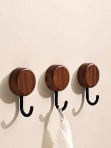 1 pieza/2 piezas/4 piezas Ganchos de pared de madera elegantes y adhesivos - Perchero decorativo de pared de gran resistencia para sombreros y abrigos, adecuado para toallas, llaves y accesorios - Soporte de almacenamiento de gancho único de moda, ideal para decoración del hogar, perchero de sombreros, toallero - Multicolor - Ver 5
