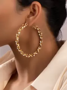 1 Pair Fashionable Minimalist Geometric Enamel Hoop Earrings, Suitable For Daily Wear