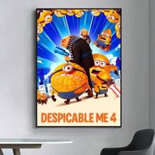 1pc Wall Arts Posters Anime Vintage D - Despicable Daddy 4 Posters Fancy Living Room Bar Wall Painting Retro Decorative Painting In The Middle, Suitable For Living Room, Dining Room Or Bathroom, Room Decoration, High Quality Without Frame, Indoor/Outdoor Canvas Art, Frameless
