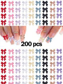 200/100 szt./50 szt./20 szt./10 szt. Kolorowy kokardkowy ćwiek do paznokci, 3D kokardkowy kolorowy zestaw zawieszek do paznokci do projektowania kamieni do paznokci DIY dekoracja kamieni jubilerskich zdobienie paznokci