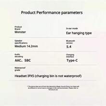 Monster AC330 Bluetooth 5.4 Earphones OWS Wireless 360° Surround Hifi Stereo Sounds Headphone With Mic Waterproof IPX5 Sports Earphones Call Noise Reduction Earbuds - Multicolor - View 12