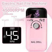45.000 U/min tragbarer Nagelschleifer, professioneller wiederaufladbarer elektrischer Nagelschleifer für Acrylnägel, Maniküre/Pediküre, Politur, Hornhautentfernung - Salon oder Heimgebrauch, Nagelschleif-Set, perfektes Geschenk für Frauen zu Neujahr, Valentinstag - Pink - Übersicht 3