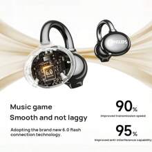 PHILIPS Bluetooth Headset TAT3469 Ear Clip Wireless Open 360° Original Sound Level Panoramic Sound Bluetooth 5.4 Sports Running Call Noise Reduction 3D Ergonomic Arc Ring Design Super Long Battery Life Black