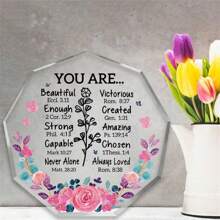 1pc Prachtige Acryl Plaquette - Inspirerend Christelijk Geschenk Met Opbeurende Bijbelvers En Gebed Voor Vrouwen, Beste Vriend, Huis, Woonkamer, Kantoorinrichting - Perfect Religieus Geschenk Voor Haar