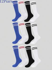 16pcs/12pcs/8pcs/4pcs/1 Pair Kids Football Basketball Running Cycling Training Socks, Girls Long Tube Socks, Boys Moisture Wicking Breathable Sports Socks - Multicolor - View 2