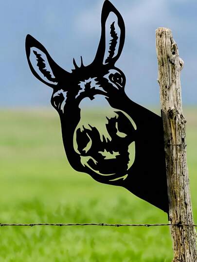 1pc Rustic Donkey Head Silhouette Decoration, Farmhouse Garden Fence Decor - Adds Charming Farmhouse Vibe To Your Garden Fence, No Electricity Needed, Durable Outdoor Decoration