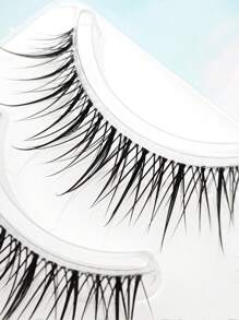 10 piezas/5 pares de pestañas postizas de lujo con estilo tailandés, pestañas postizas naturales y transparentes de tira completa, fibras sutiles de dibujos animados para principiantes, apariencia súper natural