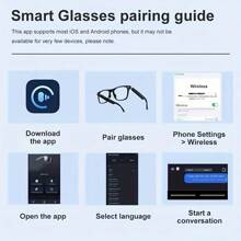 1pc Smart Glasses, Wireless Speaker, AI Translator, 8H Battery Life, Anti-Blue Light UV Protection, Voice Control Smart Glasses With Built-In Mic & Speakers, Duoecho Glasses For Gaming Meeting