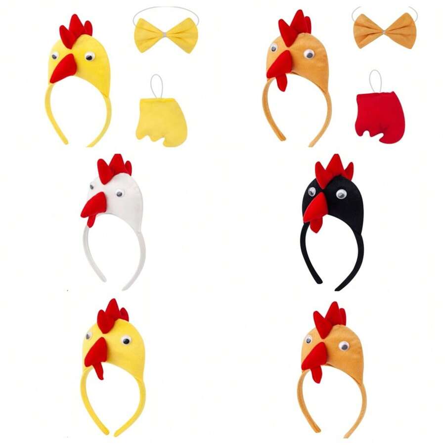 3 chiếc thời trang dễ thương đầu Hooper động vật mũ nón tiệc ngày lễ gà tóc phụ kiện ba chiều gà trống vàng thích hợp cho tiệc ngày lễ mặc dạ hội hóa trang mặc quà sinh nhật quà tặng ngày lễ bộ gà vàng ba chiều mũ gà vàng ba chiều vũ hội halloween - Nhiều màu - Xem 1