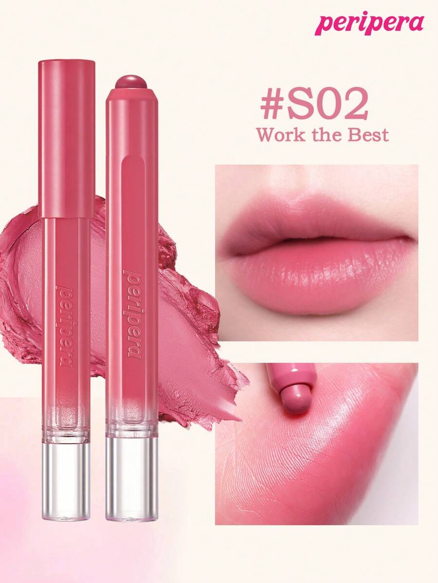 Peripera K-Beauty On My Lip 唇彩笔，可用作唇膏和唇线笔，哑光和闪光，柔滑乳霜质地，日常彩妆，韩妆，1.6g