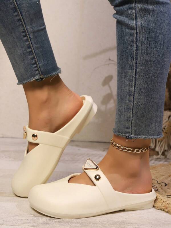 Sandalias planas para mujer, nuevas zapatillas de verano casuales y versátiles de moda, zapatos cómodos con suela blanda, zuecos cerrados de EVA ligeros y antideslizantes, mocasines de fácil puesta