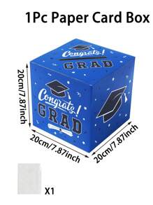 1pc Graduation Paper Card Box, Blue Graduation Theme Voting Box, Graduation Decision Collection Box, Graduation Party Decorations, Graduation Party Game Props, Prom King And Queen Voting Box, Graduation Souvenirs - Blue - View 5
