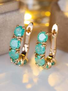 1pc Charming Multi-Color Crystal Cubic Zirconia Earrings, Suitable For Women & Girls Party Jewelry, Birthday Gift, Summer Accessories - Ice Flower Earrings - View 15