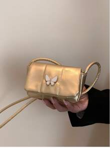 1pc Mini Crossbody Bag, Small Square Bag, Leather Butterfly And Square Crossbody Bag, Lipstick Bag, Suitable For Teenagers, Outing, Travel, Daily Matching, Suitable For Shopping And Daily Use. - Multicolor - View 3