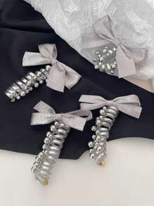 1/2 szt. wysokiej jakości srebrnej gumki do włosów w kształcie kokardki, idealnej do wysokich i niskich kucyków z tyłu głowy, warkoczyki bąbelkowe, akcesoria do włosów, przybory do włosów, akcesoria kosmetyczne, akcesoria do kręconych włosów dla kobiet, jesień, podróże, akcesoria do włosów, akcesoria damskie, artykuły do włosów, kręcone włosy, gumki do włosów, gumki do włosów, akcesoria do kręconych włosów, prezenty, podróże, prezenty dla kobiet, artykuły do włosów, ozdoby do pończoch