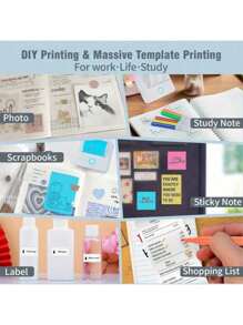 Mini imprimante photo portable, imprimante de questions d'examen avec rouleaux de papier thermique, imprimante adaptée pour code QR, liste de choses à faire, etc., impressions quotidiennes d'idées d'expression, imprime chaque moment également pour le bureau