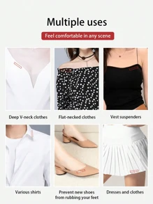 2 piezas de pegatinas antideslizantes transparentes de doble cara de PET para ropa interior, cinta invisible transparente de 5M para fijar camisas sin dejar rastro, pegatinas desechables antideslizantes para el escote
