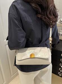 1pc Women Glossy PU Leather Baguette Bag, Premium Design Niche Small Shoulder Crossbody Bag, Versatile For Going Out, Commute, Date, Underarm Bag, Personalized Shoulder Slant Bag