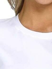 MODAS CHOPIS BLUSA O PLAYERA CUELLO REDONDO MANGA CORTA COLOR BLANCA CON DISEÑO DE PUG TIERNO - Blanco - Ver 4