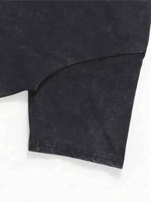 1 Piece, Washed Printed T-Shirt 230g Skull With Hat, High-Quality Wax Printed Cotton Retro Fashion Brand T-Shirt, Suitable For Summer T-Shirt With A Certain Thickness, Holiday Gift