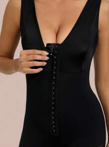 1pc Women Body Shaper Bodysuit With Snap Button, Tummy Control & Butt Lifting, Suitable For Multiple Occasions - Black - View 6