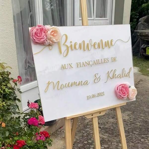 Panneau de bienvenue de mariage, autocollants en vinyle avec textes personnalisés pour mariage, anniversaire, fête. Sticker mural d'art unique pour miroir de mariage