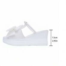 Women's Thick Sole Slip-On Sandals With Bow Decor, Casual Beach Outdoor Wear Slippers