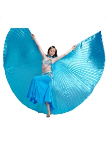 1 pieza Alas de danza del vientre de poliéster, en múltiples colores, accesorio de vestuario de danza para Pascua, Navidad, Halloween, danza del vientre oriental, alas de Isis, disfraz de hada, alas de mariposa, accesorios de actuación, alas doradas y plateadas