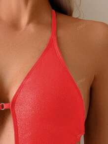 Maillot de bain une-pièce sexy, élégant et chic de mode française romantique pour vacances à la plage, pour femmes, couleur rouge