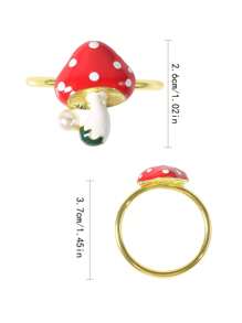 2-6 Pcs/Set Red Mushroom Pearl Napkin Rings, Elegant Metal Napkin Rings For Dining Table Decoration, Suitable For Valentine's Day, Thanksgiving, Christmas, Anniversary Dinner