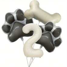 狗狗生日派对气球数字 1-9，适合生日派对、爪子和骨头形状宠物庆祝装饰