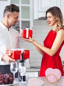 4pcs Valentine's Day Heart Coasters Handmade Braided Heart Coasters Pink Red Cup Mat, Anti Slip Absorbent Drinks Mat For Home Restaurant Tea Coffee Bar Decoration