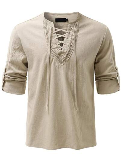 Herren Piraten Mittelalter Hemd Steampunk Viktorianisch Kostüm Bekleidung Renaissance Periode Shirt Viking Top