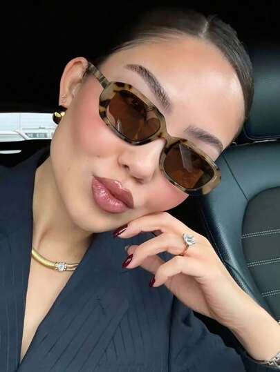 1 件装女士时尚眼镜，亚克力材质，波西米亚经典长方形撞色设计，适合假日郊游、节日礼物和夏季海滩度假、户外活动和旅行的派对。